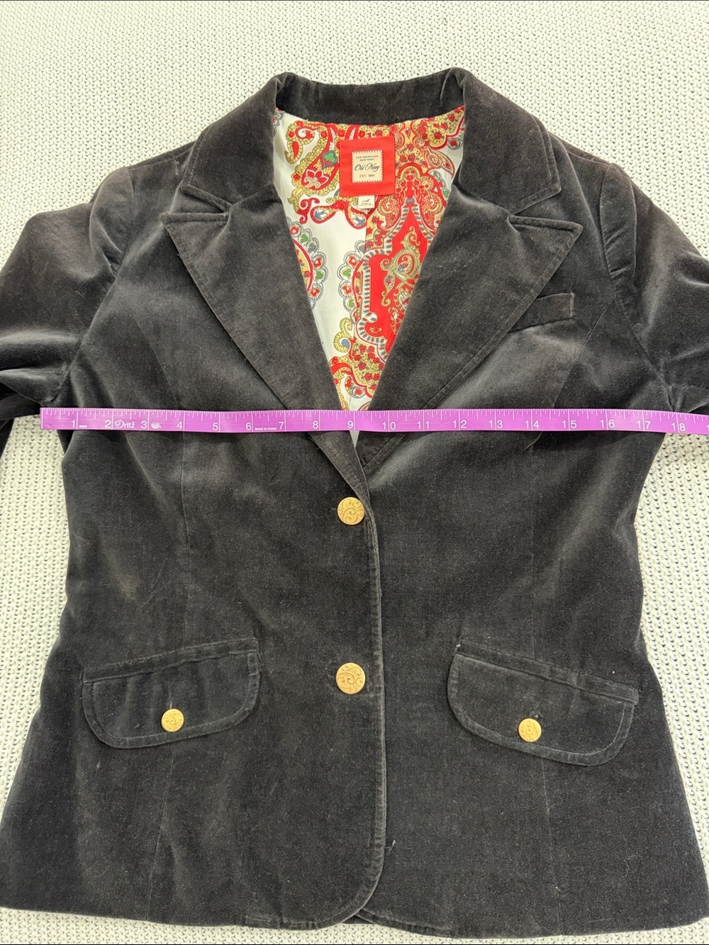 Old Navy Vintage Dark Brown Velvet Blazer with Gold Buttons - Picture 12 of 13
